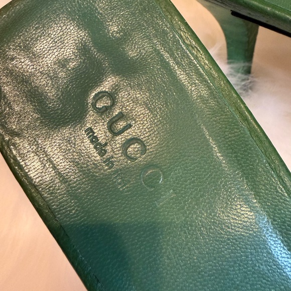 ❌SOLD❌Gucci Green and Tan Women's Heels - Picture 4 of 9
